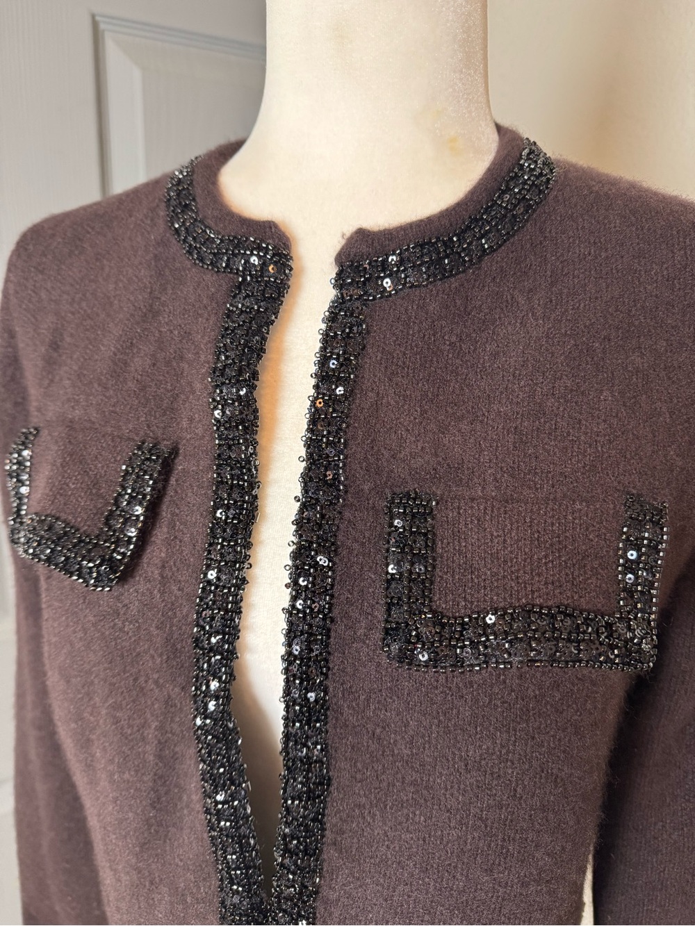 Zara 100% Wool Beaded Cardigan Medium